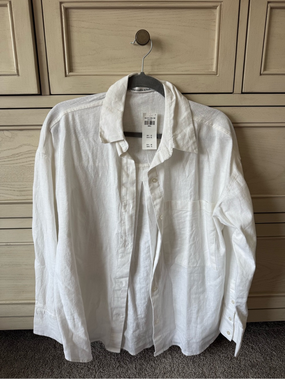 Abercrombie & Fitch White Button-Down Linen Shirt
